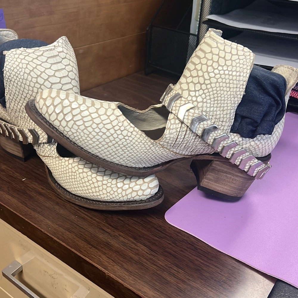 Freebird “blade” booties snake skin